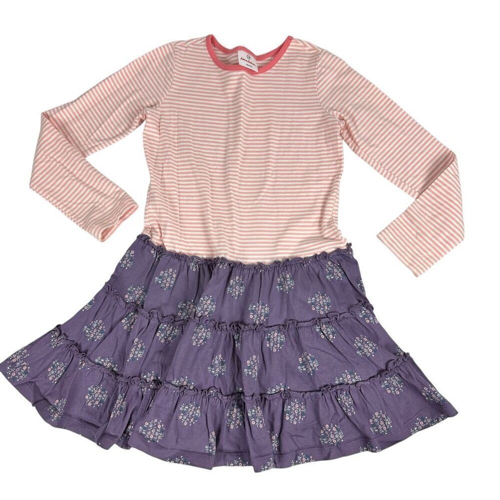 Hanna Andersson Striped Floral Drop Waist Dress 130 / 8